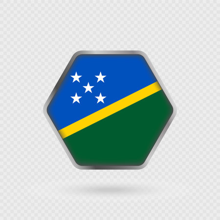 Solomon Islands flag in a hexagon frame.のイラスト素材
