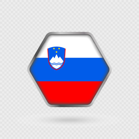 Slovenia flag in a hexagon frame.のイラスト素材