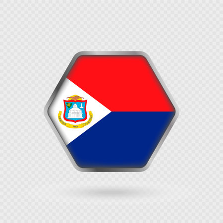 Sint Maarten flag in a hexagon frame.のイラスト素材