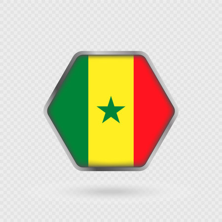 Senegal flag in a hexagon frame.のイラスト素材