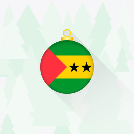 Sao Tome and Principe National Flag Christmas Decoration.のイラスト素材