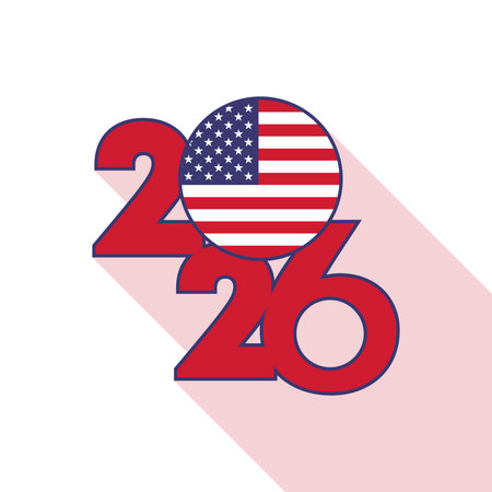 2026 Long Shadow Banner with US Flag Inside.のイラスト素材