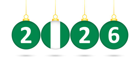 Nigeria Flag Christmas Balls 2026 Decoration.のイラスト素材