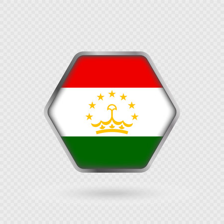 Tajikistan flag in a hexagon frame.のイラスト素材