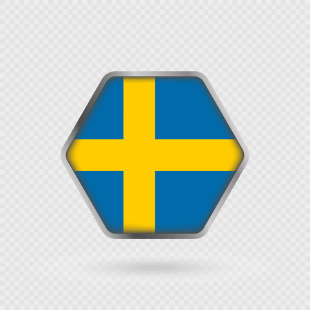 Sweden flag in a hexagon frame.のイラスト素材