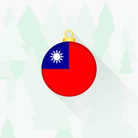 Taiwan National Flag Christmas Decoration.のイラスト素材