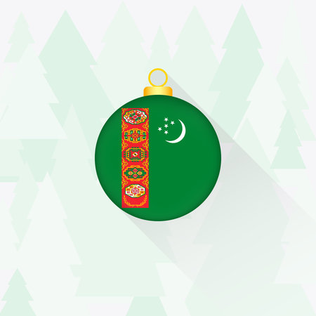 Turkmenistan National Flag Christmas Decoration.のイラスト素材
