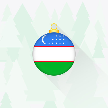 Uzbekistan National Flag Christmas Decoration.のイラスト素材