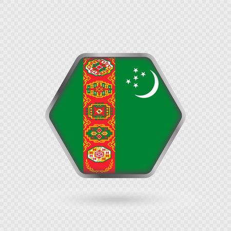 Turkmenistan flag in a hexagon frame.のイラスト素材