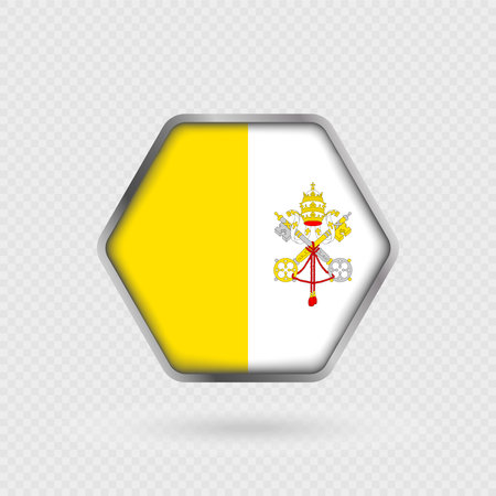 Vatican flag in a hexagon frame.のイラスト素材