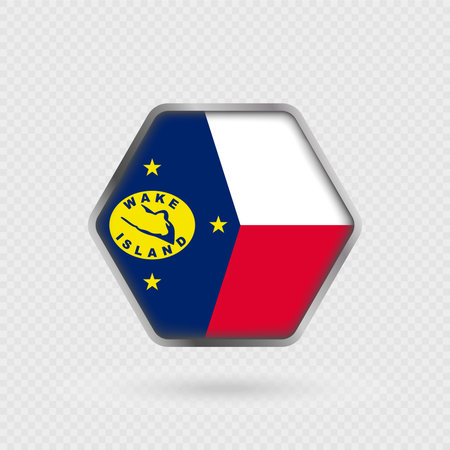 Wake Island flag in a hexagon frame.のイラスト素材