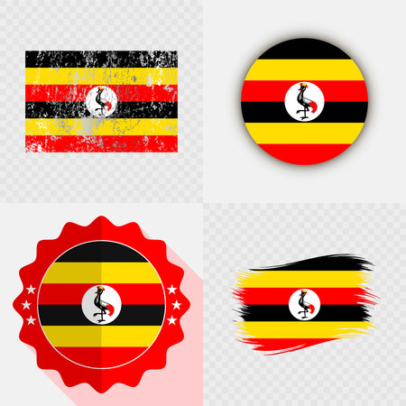 Uganda National Flag Icon Collection.のイラスト素材