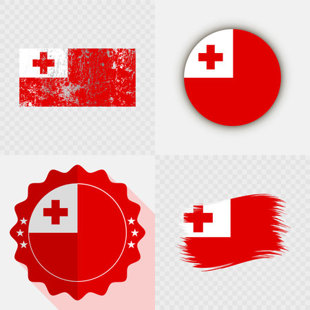 Tonga National Flag Icon Collection.のイラスト素材