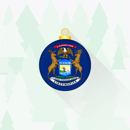Michigan State Flag Christmas Decoration.のイラスト素材
