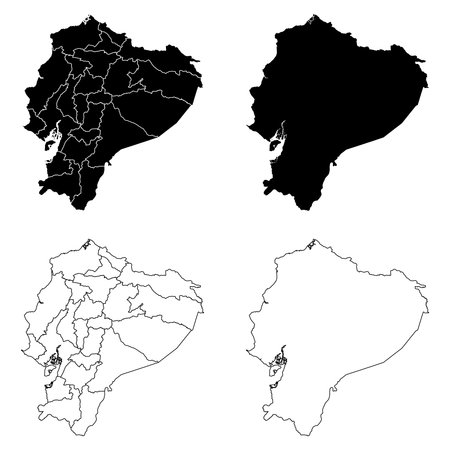 Ecuador Outline and Solid Fill Map Set.のイラスト素材