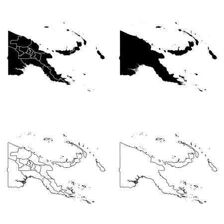 Papua New Guinea Outline and Solid Fill Map Set.のイラスト素材