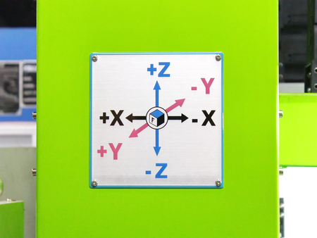 X Y Z axis arrows Board on Industrial Machine