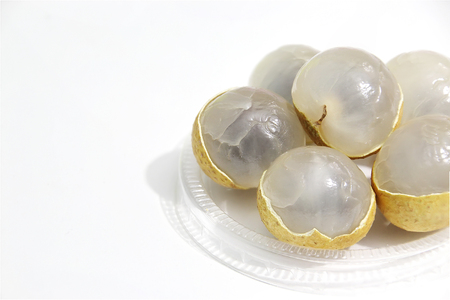 Thai Fruit Fresh Longans Isolated on White Backgroundの写真素材