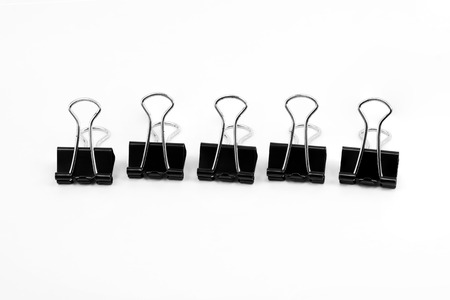 Binder clip, Paper clip isolated on white backgroundの写真素材