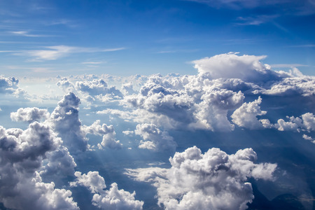 On the cloud in the sky softly focus aerial view