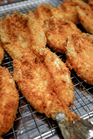 Deep fried Silver perch or white perch in the seafood market