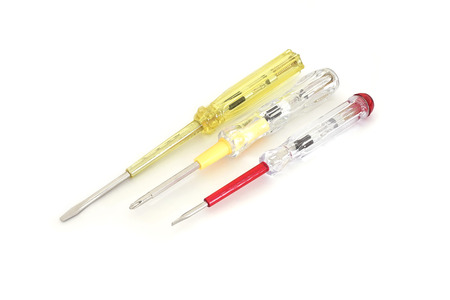 Closed up group of Electrical tester screwdriverの写真素材