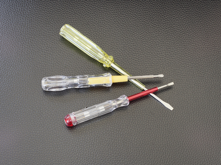 Closed up group of Electrical tester screwdriver