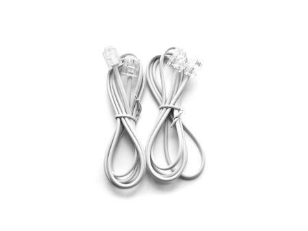 Closed up telephone cable (RJ-11) on white background