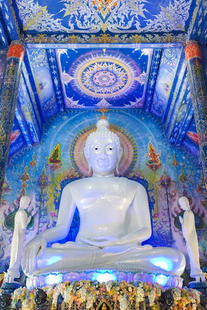 CHIANG RAI, THAILAND - December 20, 2017: Very beautiful buddha image in the chapel of Wat Rong Sua Ten or Rong Sua Ten temple. This place is the popular attraction for Chiang Rai trip.のeditorial素材