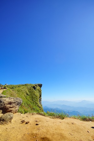 Mountain, forest and blue sky in Phu Chee Fa, Chiang Rai Thailandの写真素材