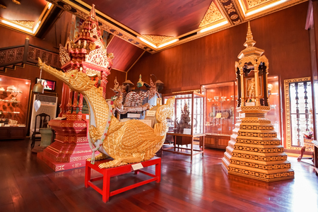 CHIANG RAI, THAILAND - December 20, 2017: Inside view of Hong Luang Sang Kaew Museum in Wat Phra Kaew Chiang Rai. This museum is a part of Wat Phra Kaew Chiang Rai. It's a famous place for Chiang Rai trip.のeditorial素材