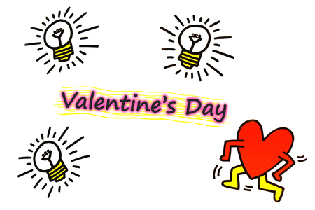 Lights and heart icon for Valentine's day conceptの写真素材