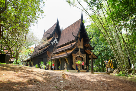 Chiang Rai, Thailand - May 13, 2018 : Inside walk throught to Baandam Museum or Black House Museum by Thawan Duchanee, this museum is one of travel destination in Chiang Rai province, Thailand.のeditorial素材
