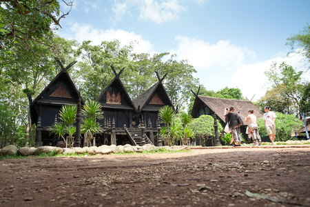 Chiang Rai, Thailand - May 13, 2018 : Inside walk throught to Baandam Museum or Black House Museum by Thawan Duchanee, this museum is one of travel destination in Chiang Rai province, Thailand.のeditorial素材