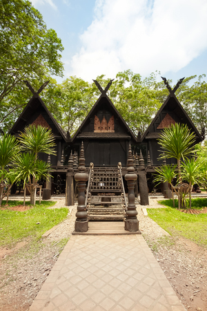 Chiang Rai, Thailand - May 13, 2018 : Inside walk throught to Baandam Museum or Black House Museum by Thawan Duchanee, this museum is one of travel destination in Chiang Rai province, Thailand.のeditorial素材