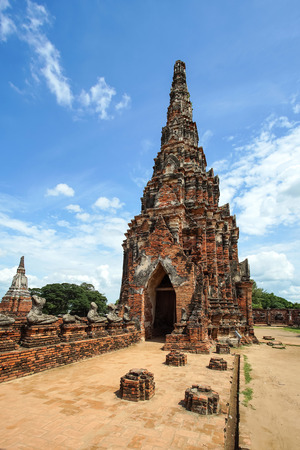 Old pagoda in Chaiwatthanaram temple in Ayutthaya province, Thailand.の写真素材