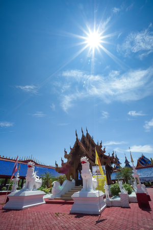 Sukhothai, Thailand - September 29, 2018: Wat Pipat Mongkol temple. The most beautiful temple in Sukhothai, Thailand. This temple is the Thai Lanna architecture temple.のeditorial素材