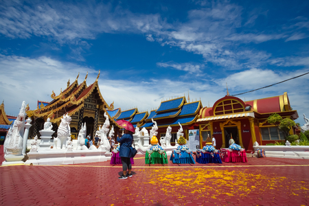 Sukhothai, Thailand - September 29, 2018: Wat Pipat Mongkol temple. The most beautiful temple in Sukhothai, Thailand. This temple is the Thai Lanna architecture temple.のeditorial素材