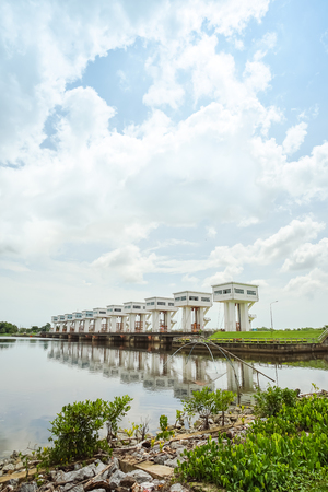 Uthokwipat Prasit floodgate in Pak Phanang, Nakhon Si Thammarat, Thailand.の写真素材