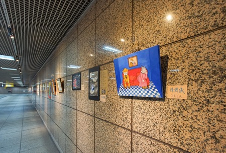 Taipei, Taiwan - November 20, 2018: Beautiful scene of Painting image in the MRT station, Taipei, Taiwan.のeditorial素材