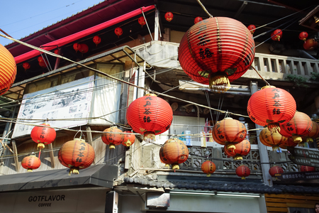 Jiufen, Taiwan - November 21, 2018: Scenic of Jiufen Village. This place is a travel destination in Ruifang District, Taiwan.のeditorial素材
