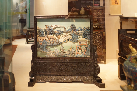 Taipei, Taiwan - November 22, 2018: Ancient Chinese imperial artifacts and artworks in National Palace Museum in Taipei City, Taiwan.のeditorial素材