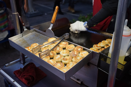 Taipei, Taiwan - November 23, 2018 : Ximending Night Market and street food in Taipei, Taiwan. This district crowded walking and shopping tourists.のeditorial素材