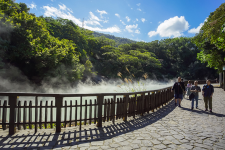 Taipei, Taiwan - November 24, 2018: The famous Beitou Thermal Valley in Beitou Park, Taipei City, Taiwan.のeditorial素材