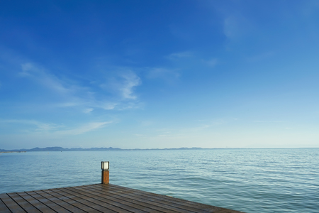 Outdoor deck or patio in the blue sea, Koh Chang, Trad Province, Thailand.の写真素材