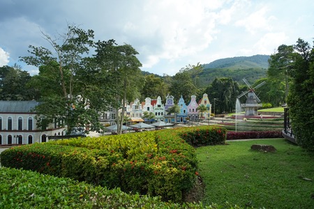 Rayong, Thailand - December 04, 2018: Scenery of the new travel destinations Strawberry Town in Rayong province, Thailand.のeditorial素材