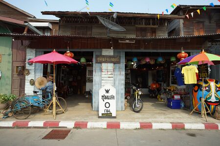Nakhon Sawan, Thailand - May 11, 2019: Scenery of Chum Saeng old market, Nakhon Sawan, Thailand. This market has popular from Thai series Krong Kama.のeditorial素材
