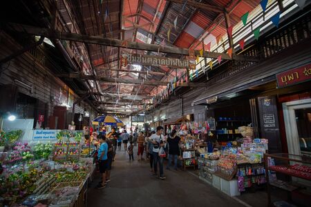 Chachoengsao, Thailand - August 25, 2019: Scenery of Baan Mai old market in Chachoengsao province, Thailand.のeditorial素材