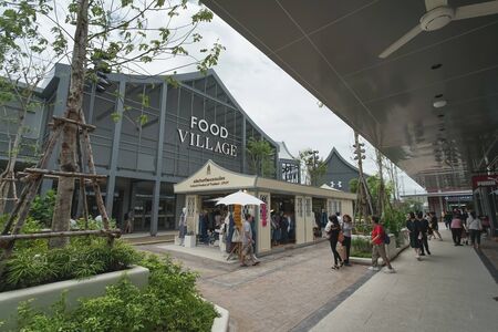 Samut Prakan, Thailand - September 06, 2019 : Food Village in the new one shopping mall named Central Village in Samut Prakan province, Thailand.のeditorial素材