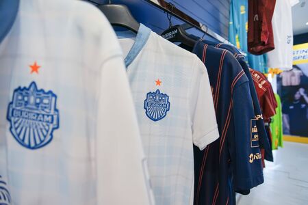 Buriram,Thailand - October 11 2019: Inside of the store in Chang Arena or Thunder Castle Stadium Buriram United Football Club for tourist travel trip in Buriram province,Thailand.のeditorial素材